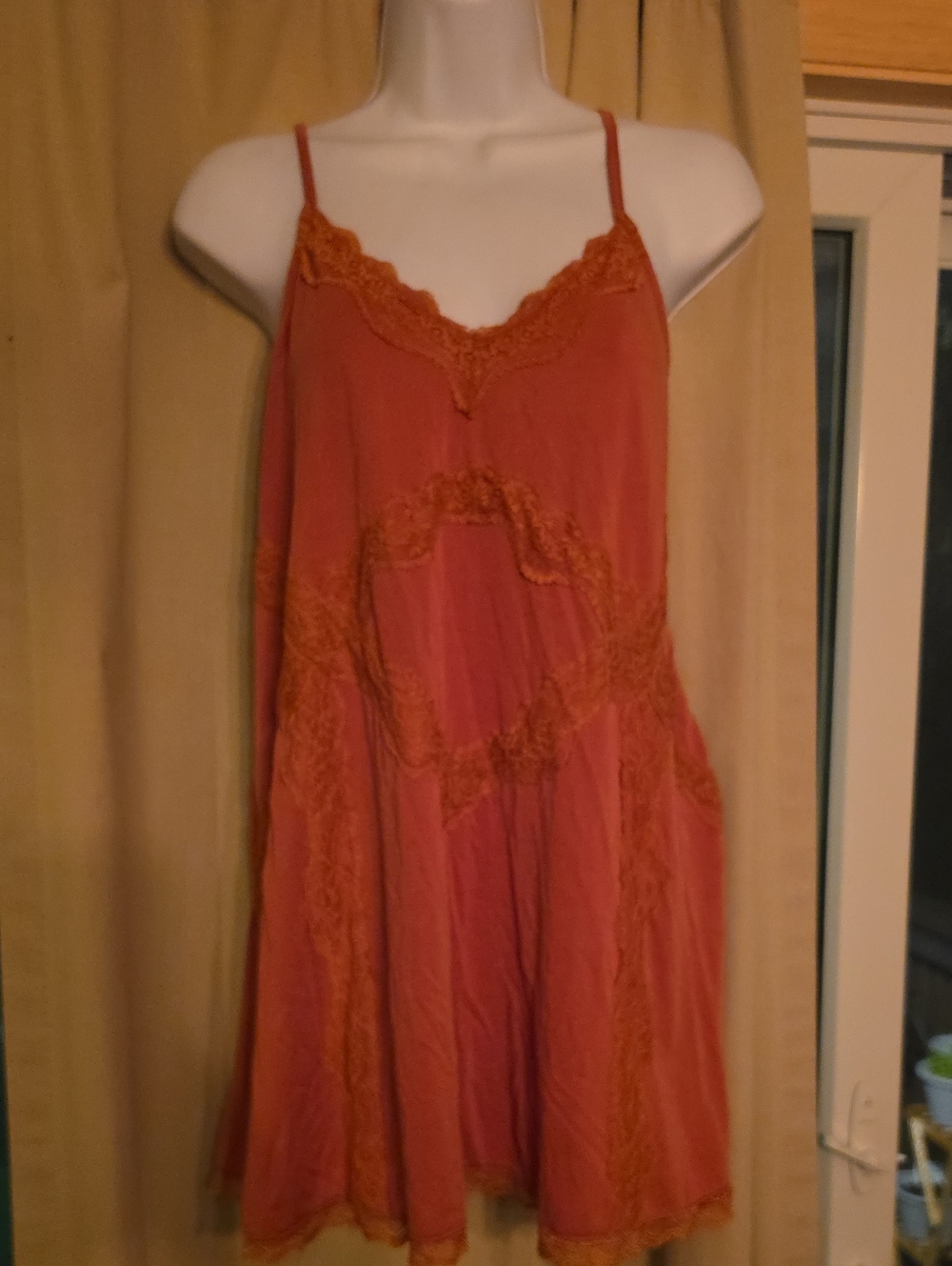 POL Burnt ORANGE Lace-Trim Slip Camisole